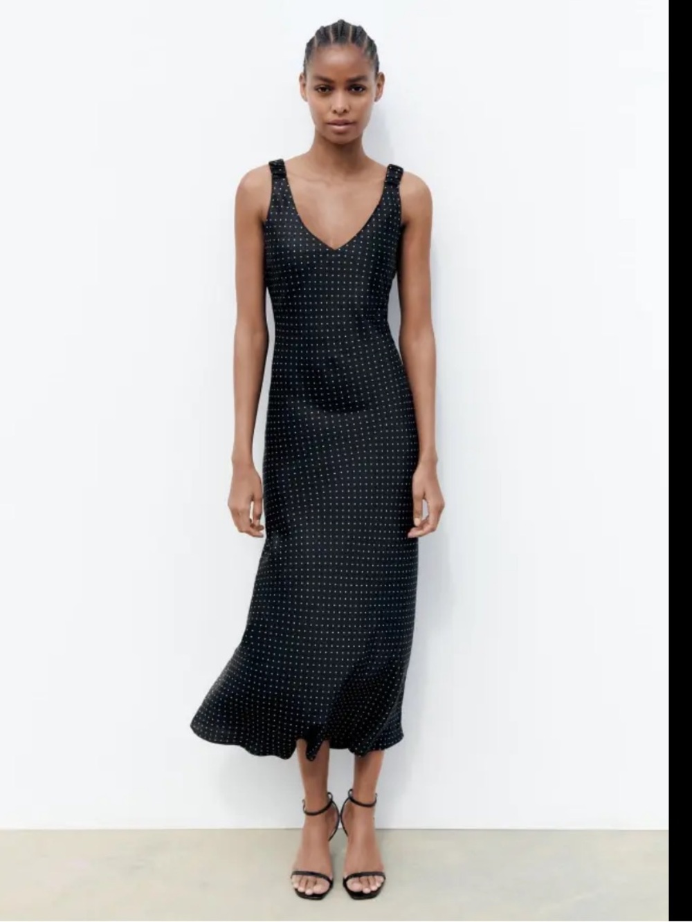 Zara Black Polka Dot Slip Midi Skirt - Picture 3 of 4